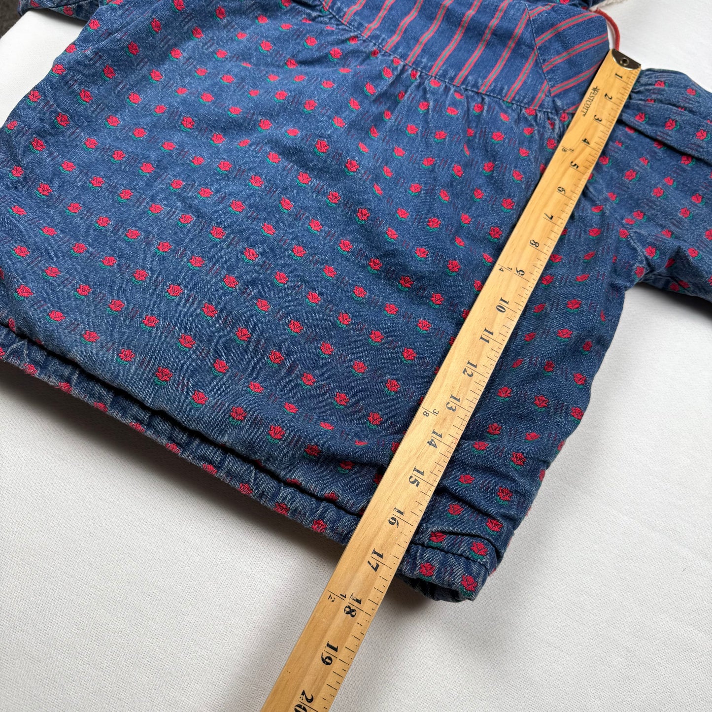 Vintage 1980's Oshkosh B'Gosh Sherpa Lined Floral Rose Jacket - Toddler 4T