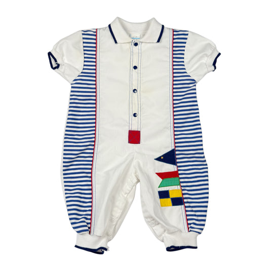 Vintage Striped Sailing Baby Romper - 6/9 Months