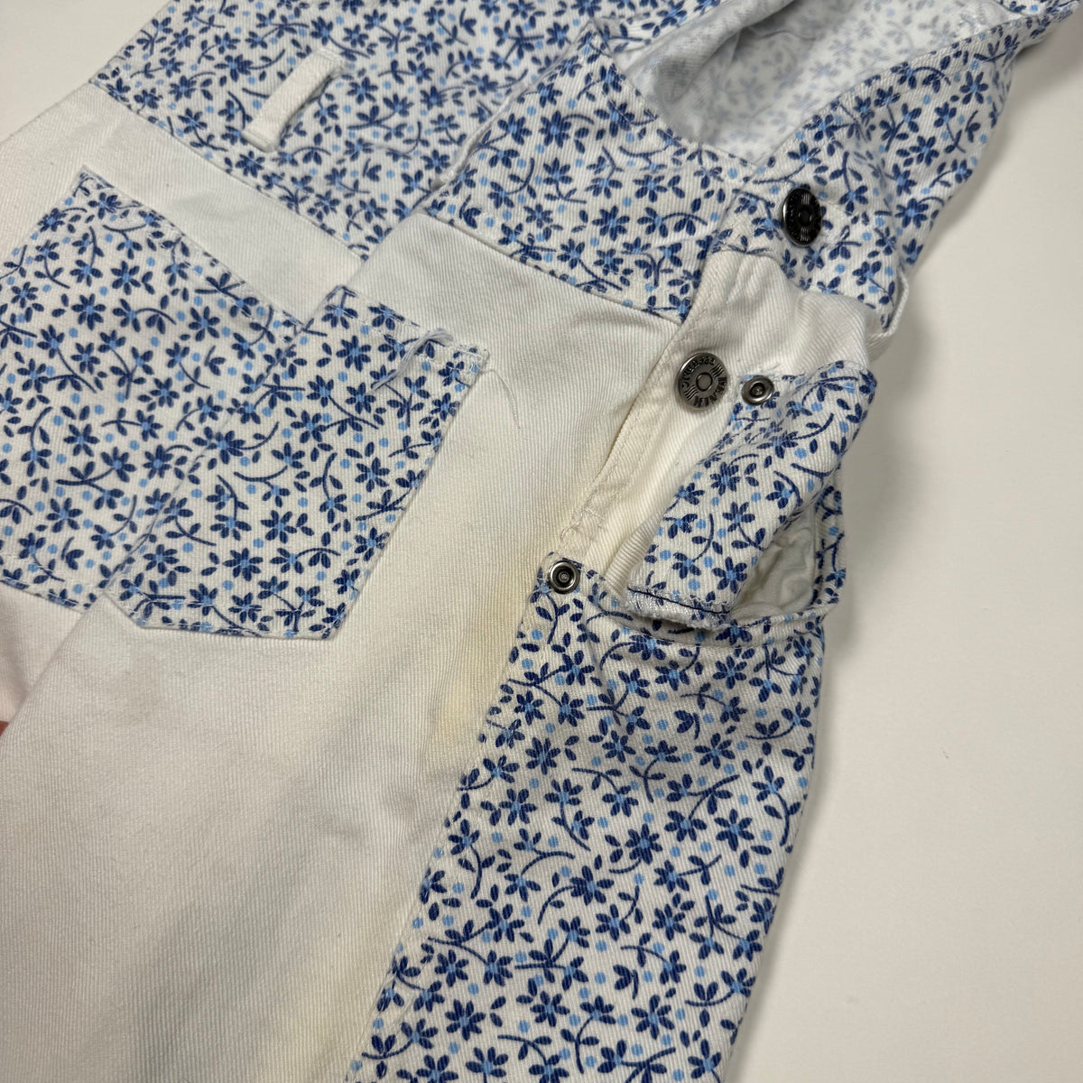 Vintage Floral Denim Short Overalls - Youth Medium