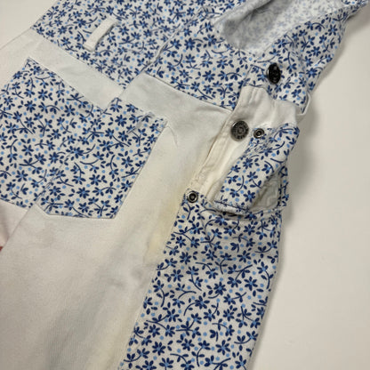 Vintage Floral Denim Short Overalls - Youth Medium
