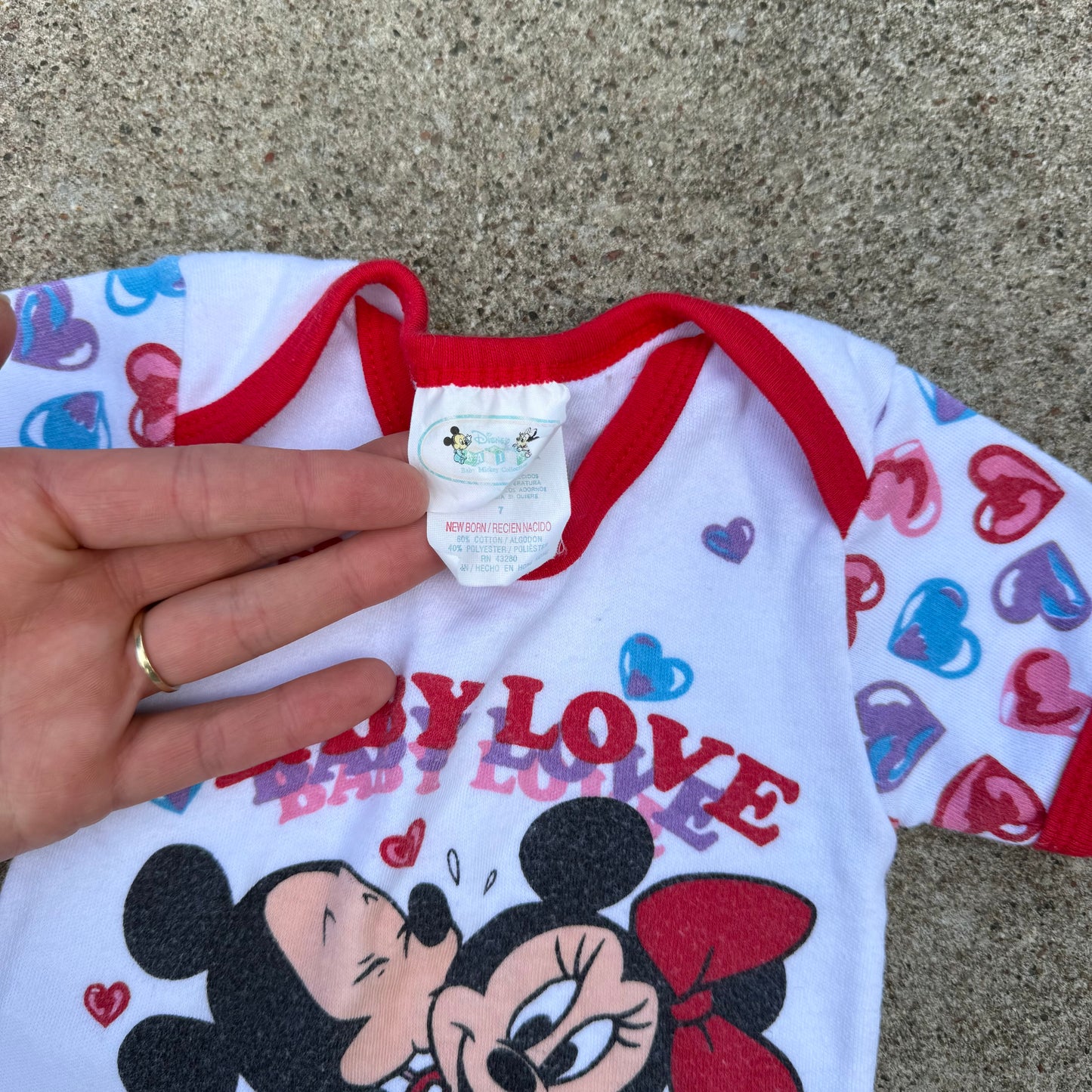 Vintage Disney Babies Mickey Minnie Heart Love Shirt - Newborn 0/3 Months