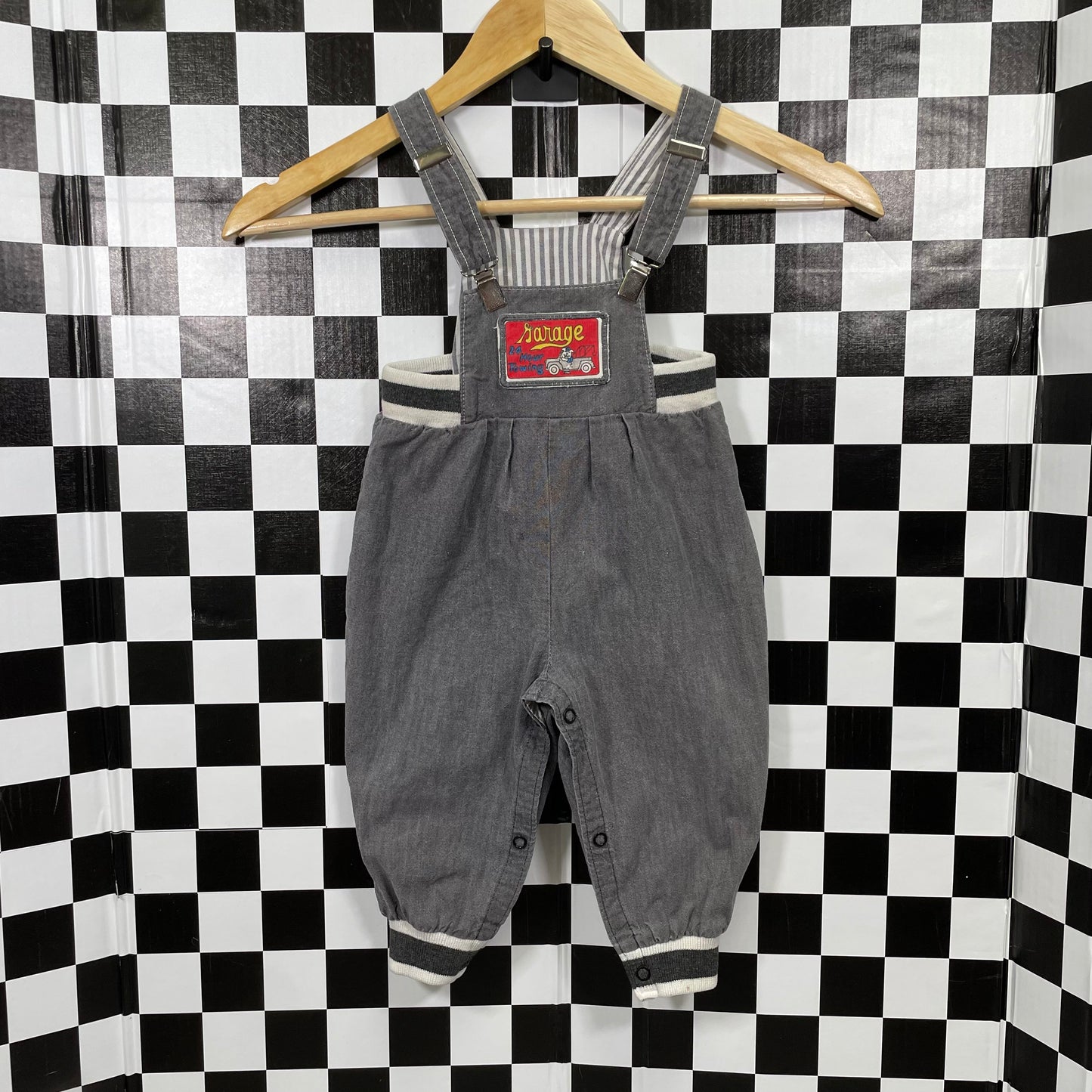 Vintage Garage Grey Clip Jogger Overalls - 18 Months