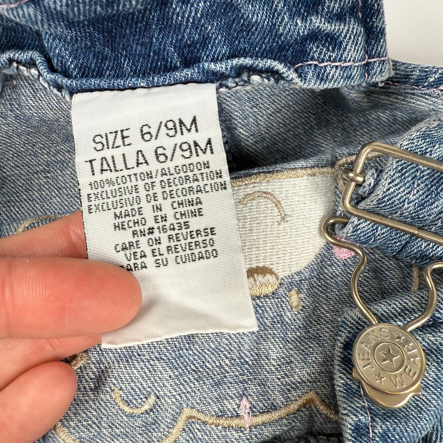 Y2K Heart Bear Overalls - 6/9 Months