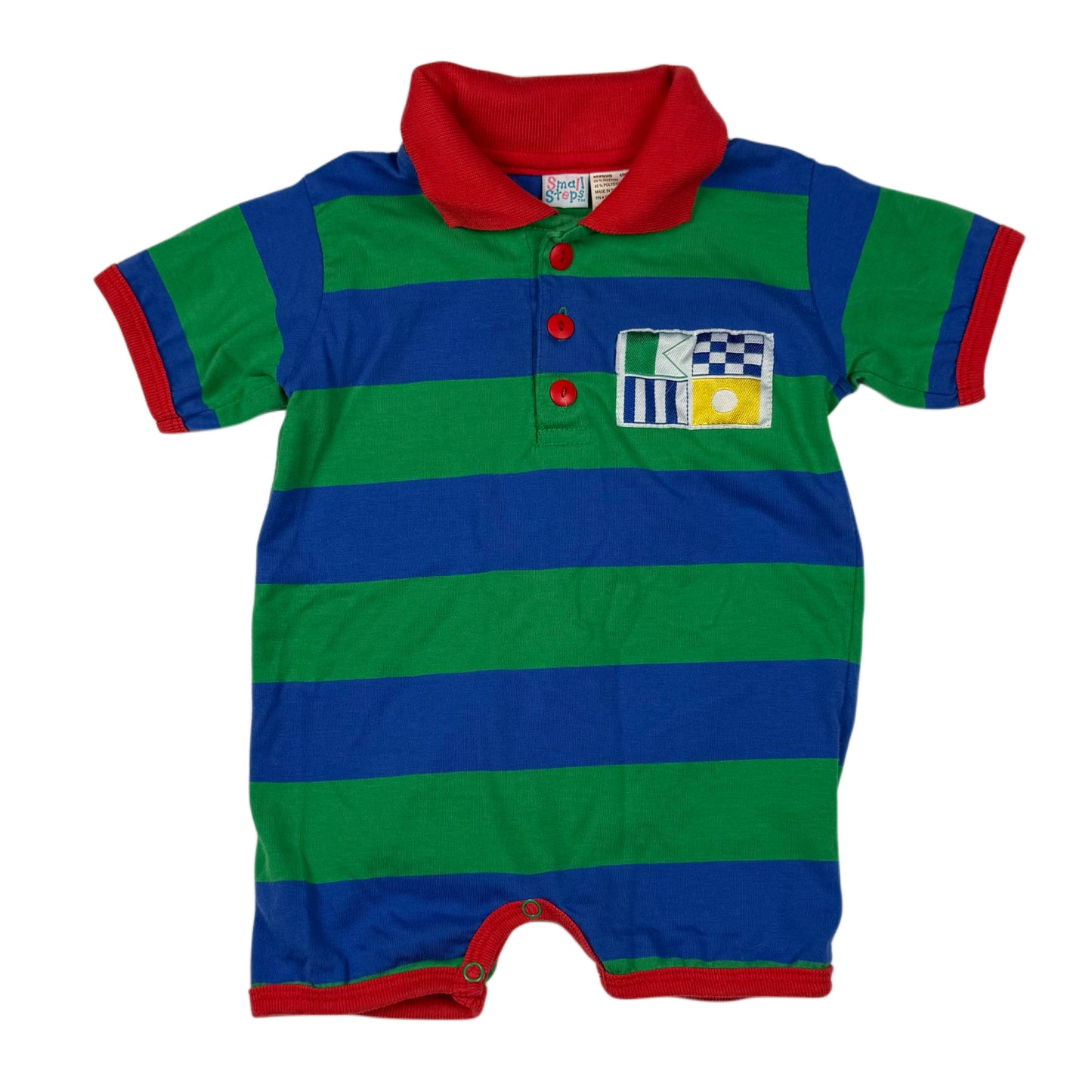 Vintage Small Steps Striped Collared Romper - 6/9 Months