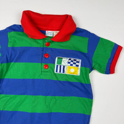 Vintage Small Steps Striped Collared Romper - 6/9 Months