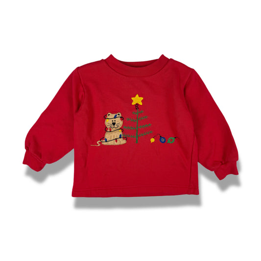 Vintage Cat Christmas Sweatshirt - 24 Months