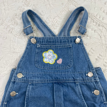 Vintage Denim Floral Shortalls - 5T