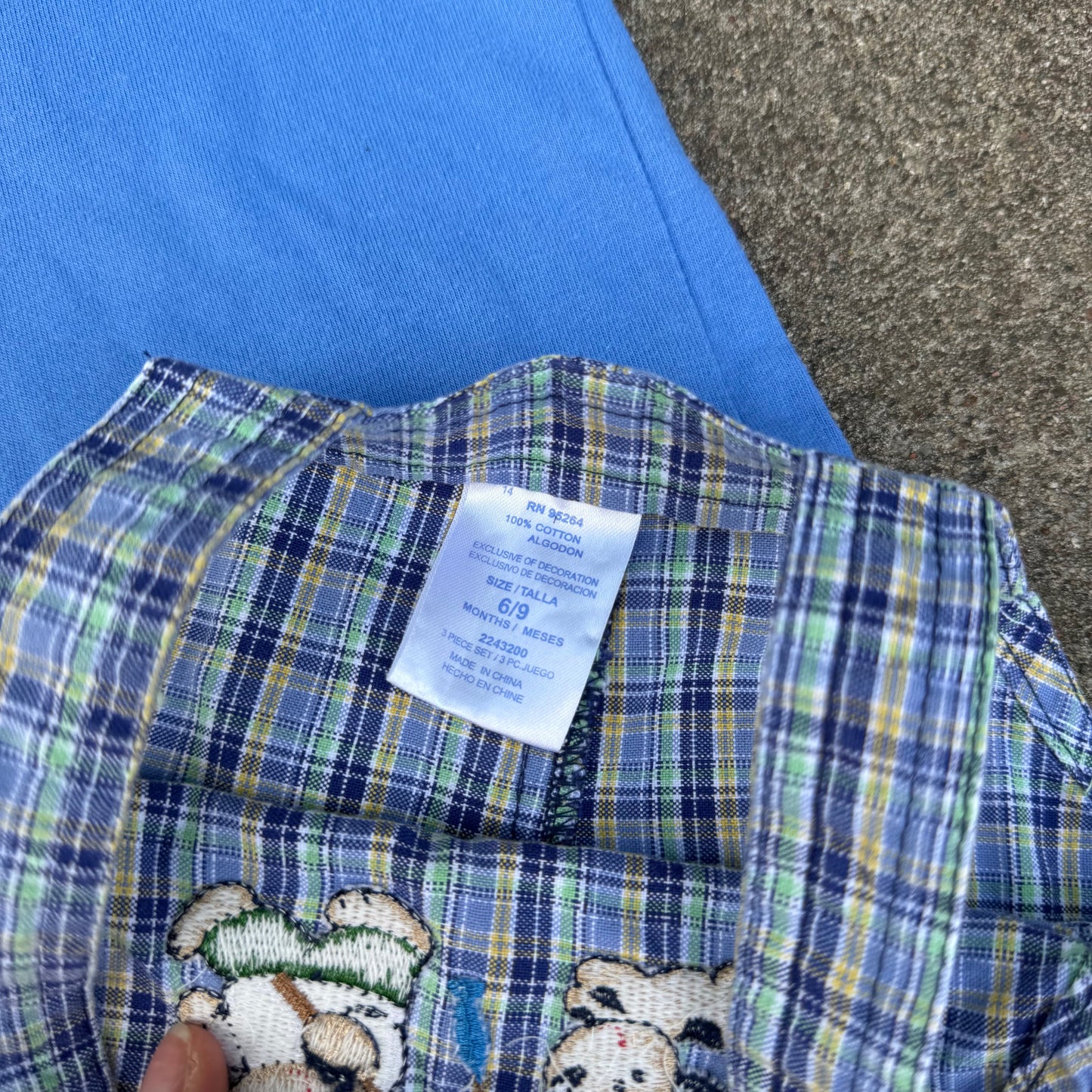 Vintage Y2K Gone Fishing Plaid Romper and Shirt Set - 6/9 Months