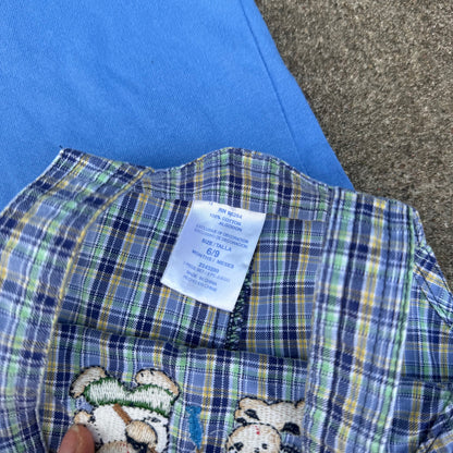 Vintage Y2K Gone Fishing Plaid Romper and Shirt Set - 6/9 Months