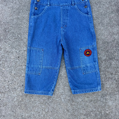 Vintage Zebra Denim Overalls - 3T