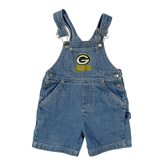 Vintage 1990's Green Bay Packers Denim Short Overalls - 2T