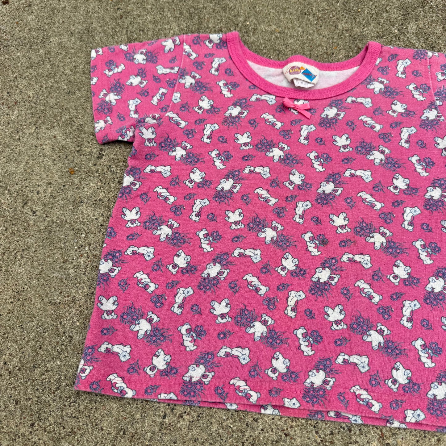 Vintage Teddy Bear Flower Shirt - 2/3T