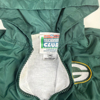 Vintage 1990's Green Bay Packers Windbreaker Romper - 3/6 Months