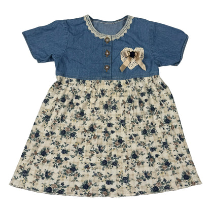 Vintage 1990's Floral Denim Dress - 5/6