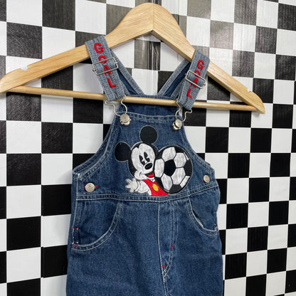 Y2K Mickey Soccer Denim Shortalls - 18 Months