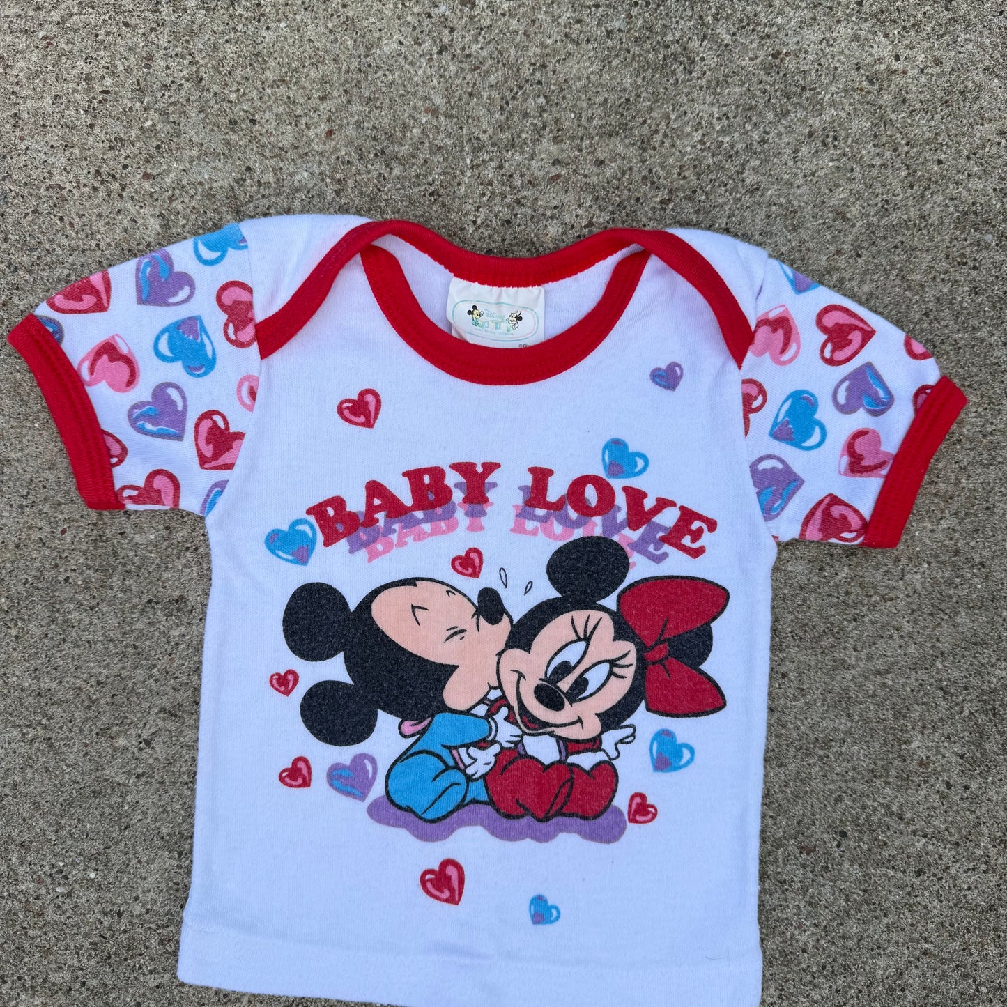 Vintage Disney Babies Mickey Minnie Heart Love Shirt - Newborn 0/3 Months