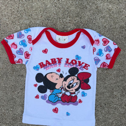 Vintage Disney Babies Mickey Minnie Heart Love Shirt - Newborn 0/3 Months