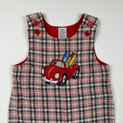 Vintage Y2K Gingham Surf Car Romper - 12 Months