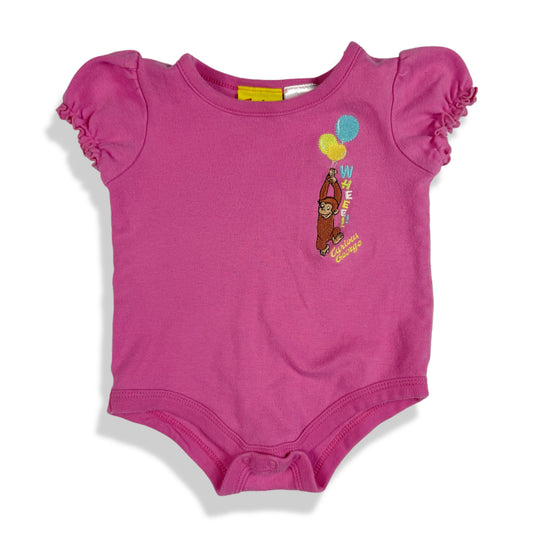Vintage Y2K Curious George Balloon Embroidered Onesie - 12 Months