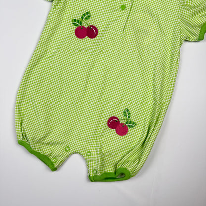 Y2K Small Steps Cherry Gingham Romper - 12 Months