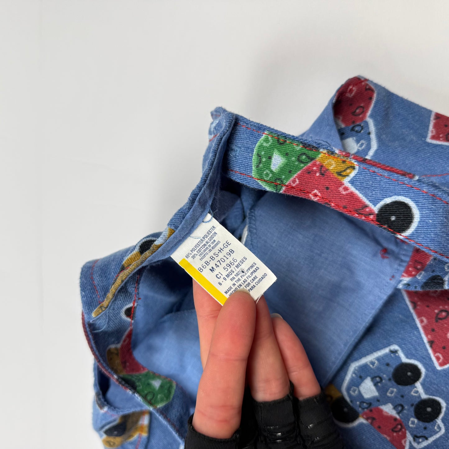 Vintage Denim Car AOP Romper - 6/9 Months