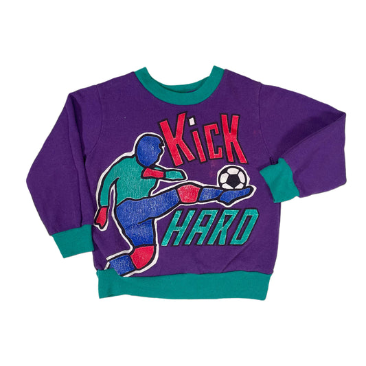 Vintage Kick Hard Soccer Crew Neck Sweatshirt - 2T