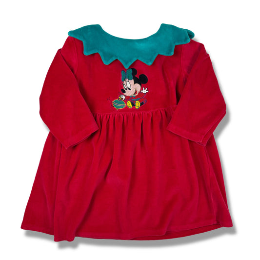Vintage Velour Minnie Christmas Dress - 2T