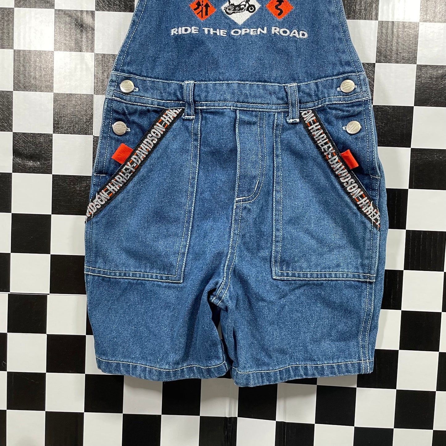 Vintage Harley Davidson Denim Shortalls - 4T