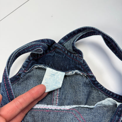 Vintage Toddler Y2K Floral Denim Embroidered Overalls - 4T