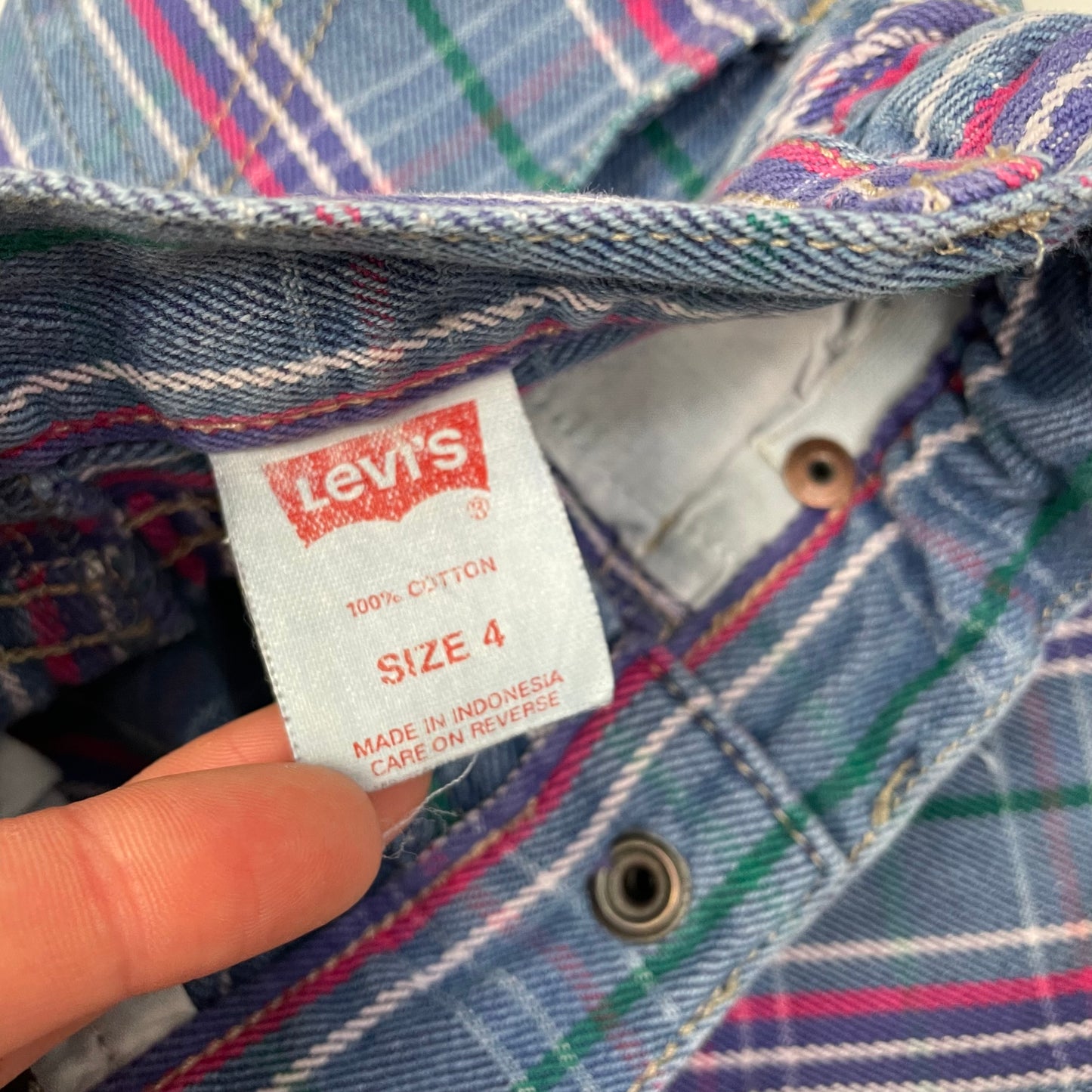 Vintage 1990's Levi's Plaid Paperbag Pants - Size 4T