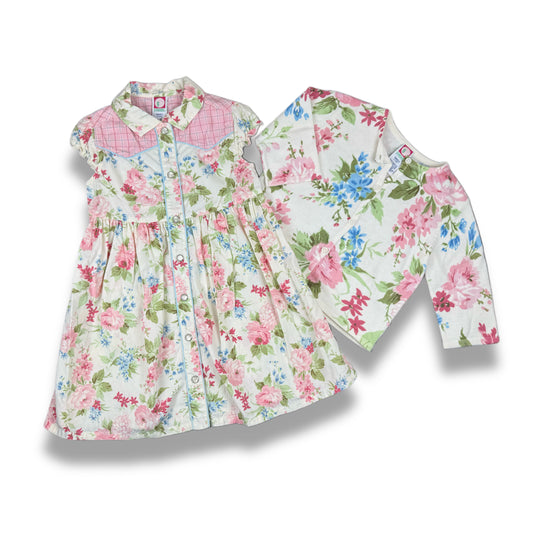 2001 Gymboree Floral Dress and Sweater Set - 3T