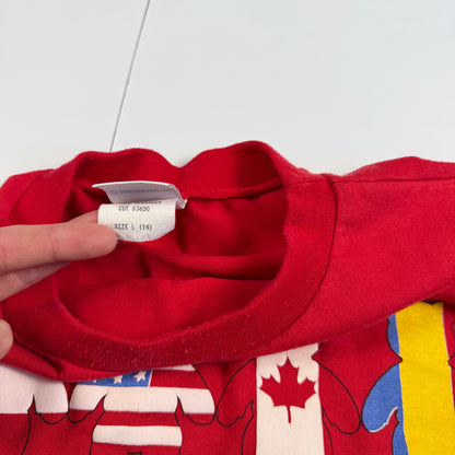 Vintage Spumoni Bear Flag Cropped Shirt - Youth Large