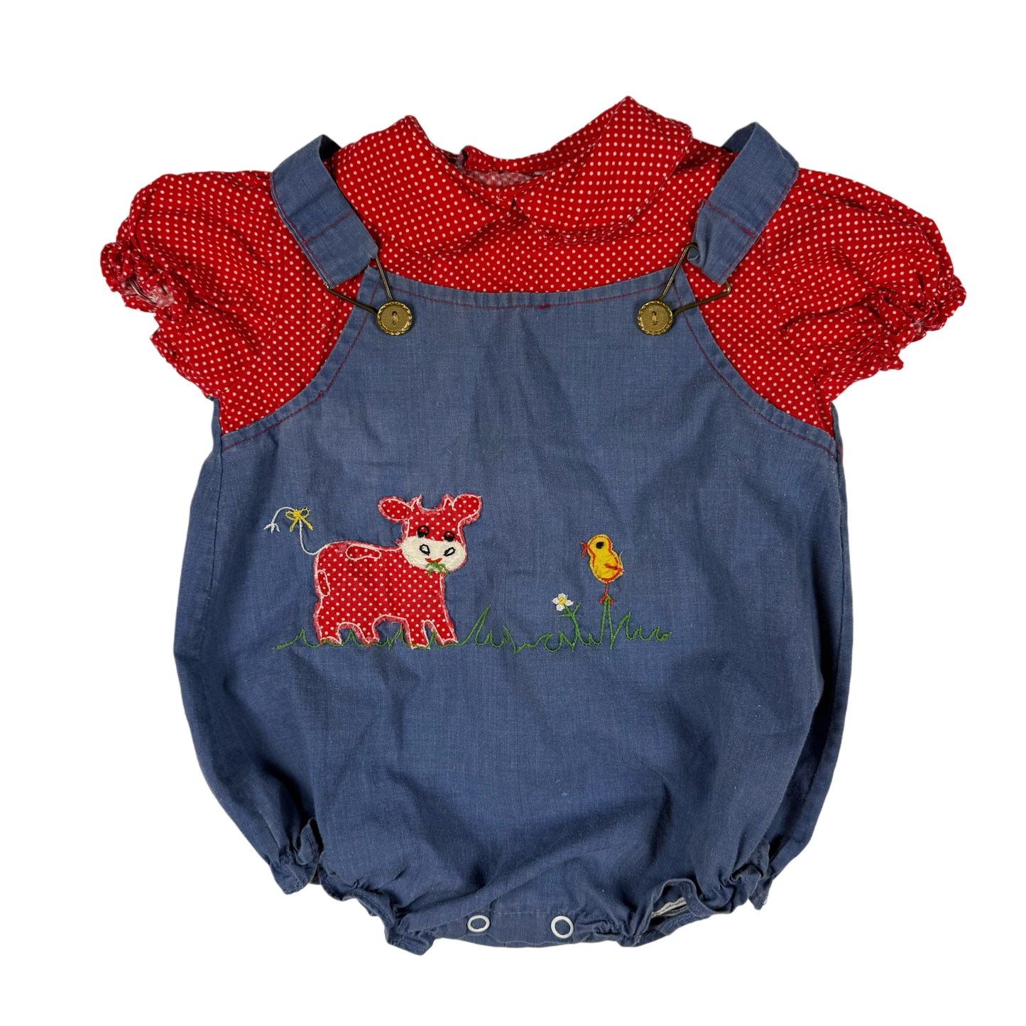 Vintage Cow Farm Romper - 12 Months