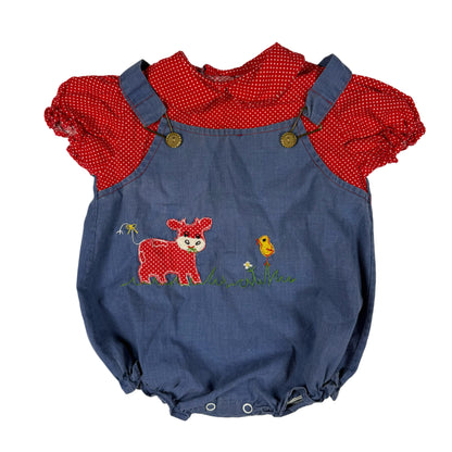 Vintage Cow Farm Romper - 12 Months