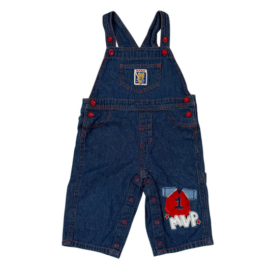 Y2K Rookie Baseball Denim Overalls - 6/9 Months