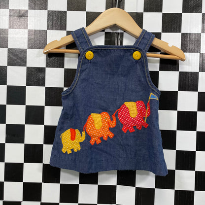 Vintage 1970's Elephant Dress - 12 Months