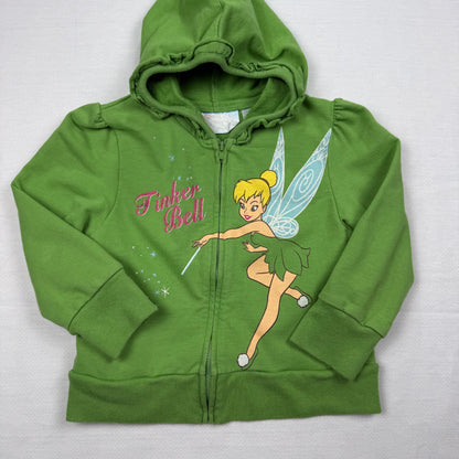 Y2K 2000's Tinkerbell Hoodie Zip Up Sweatshirt - Toddler 3T