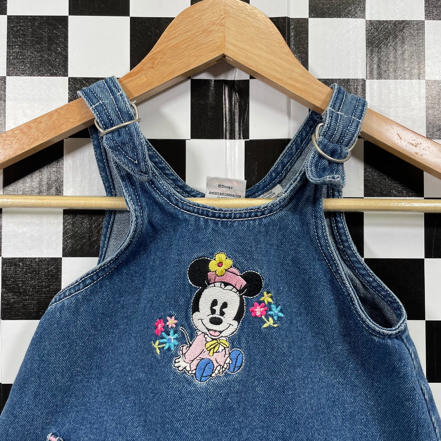 Vintage Minnie Mouse Floral Denim Dress - 24 Months