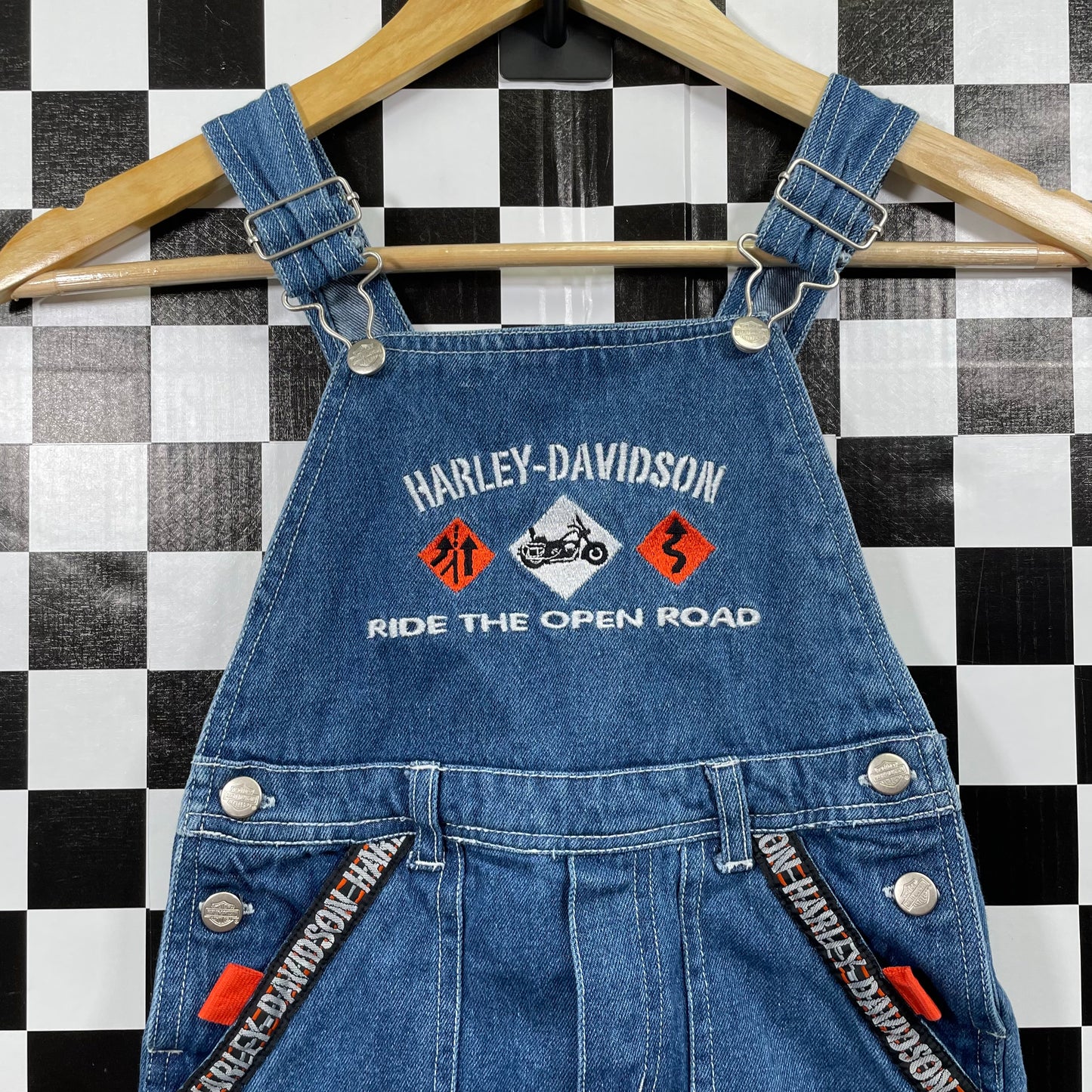 Vintage Harley Davidson Denim Shortalls - 4T