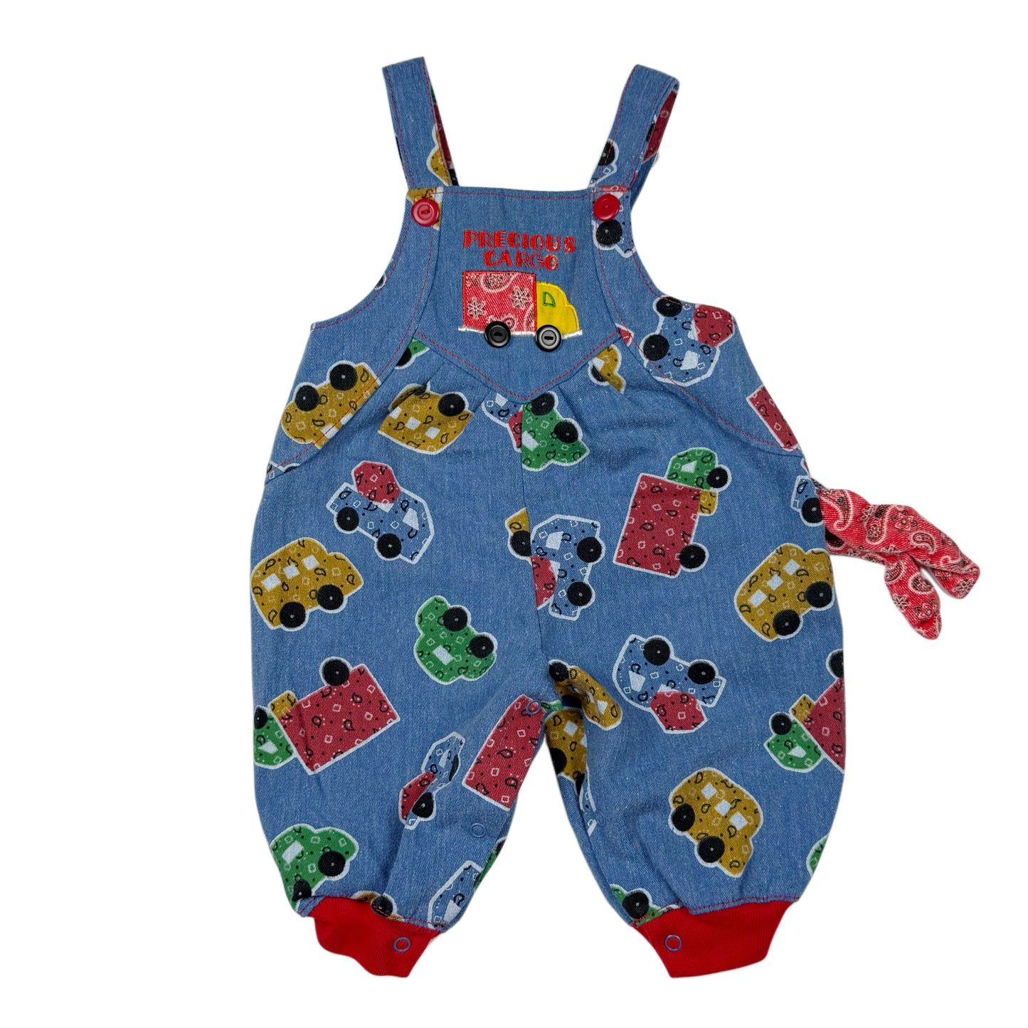 Vintage Denim Car AOP Romper - 6/9 Months