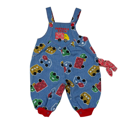 Vintage Denim Car AOP Romper - 6/9 Months