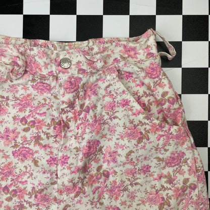 Vintage 1970's Pink Floral Shorts - Youth Medium