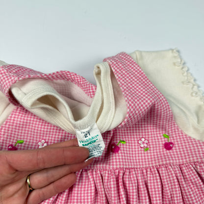 Y2K HealthTex Cherry Flower Gingham Dress - 3T