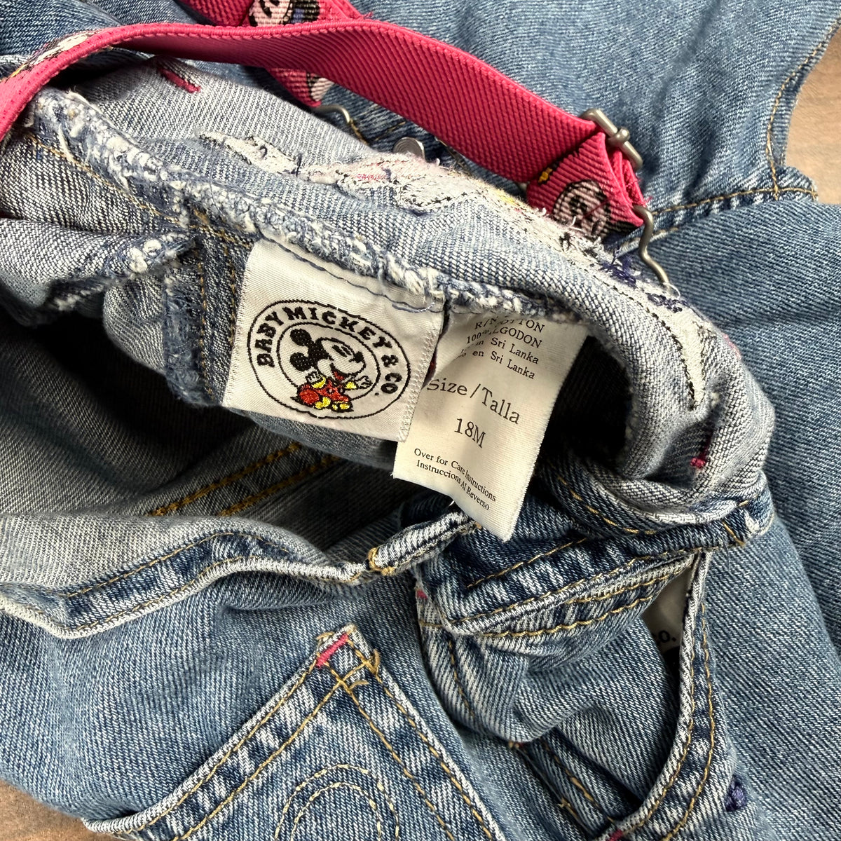 Vintage Minnie Mouse Denim Overalls - 18 Months