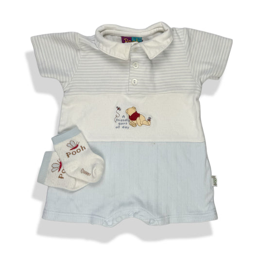 Vintage Winnie the Pooh Romper and Socks - 6/9 Months