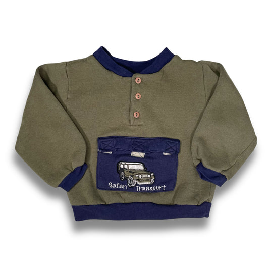 Vintage 1990's Safari Transport Half Button Down Sweatshirt - 2T