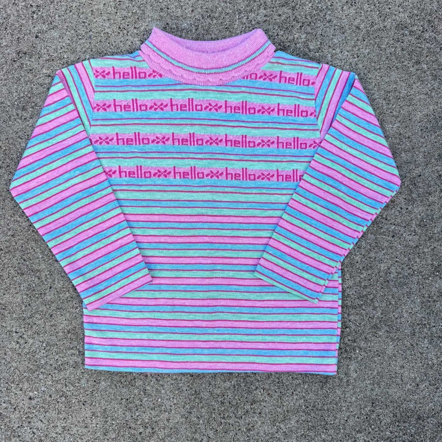 Vintage Health-Tex "Hello" Striped Turtleneck Shirt - 4T