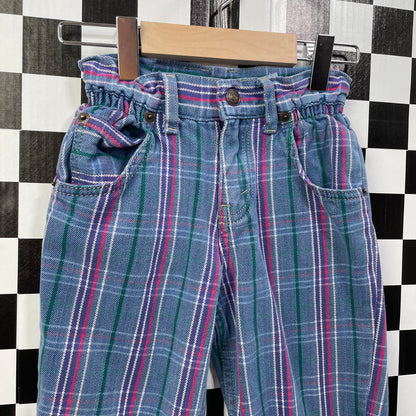 Vintage 1990's Levi's Plaid Paperbag Pants - Size 4T