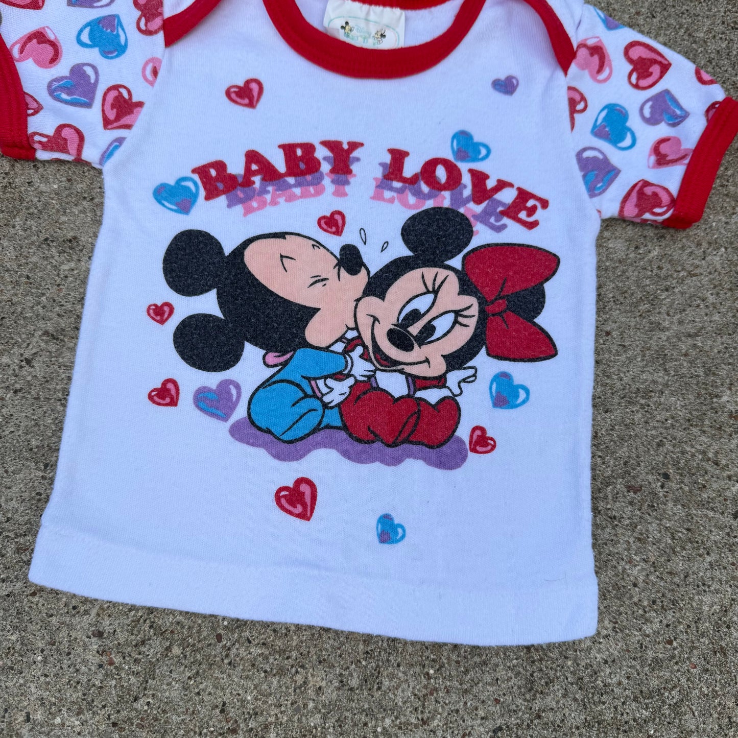Vintage Disney Babies Mickey Minnie Heart Love Shirt - Newborn 0/3 Months