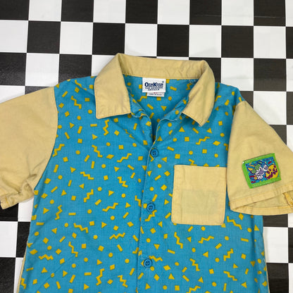 Vintage Oshkosh B'Gosh Funky Blue Yellow Button Down Shirt - 4T